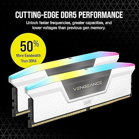 Corsair Vengeance RGB 64 GB (2x32 GB) DDR5 5600 MHz CL40 Blanca CMH64GX5M2B5600C40W Corsair Vengeance RGB 64 GB (2x32 GB) DDR5 5600 MHz CL40 Blanca CMH64GX5M2B5600C40W