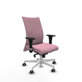 PIQUERAS Y CRESPO Silla Albacete Confidente Rosa con Mecanismo Sincro y Base Blanca