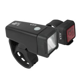 AXA Niteline T1 Bicicleta Set Luz Delantera Linterna con Pilas AAA y Trasera con CR2032