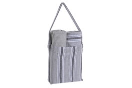 DKD Home Decor Set de 2 Paños de Cocina de Algodón Gris Rayas y Liso