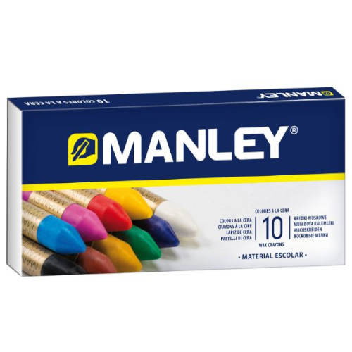 Manley Estuche de Ceras de Colores Surtidos 60mm de 10 Unidades