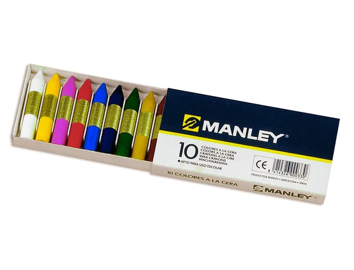 Manley Estuche de Ceras de Colores Surtidos 60mm de 10 Unidades