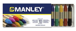 Manley Ceras de Colores Surtidos 60 mm, Estuche 10 Unidades