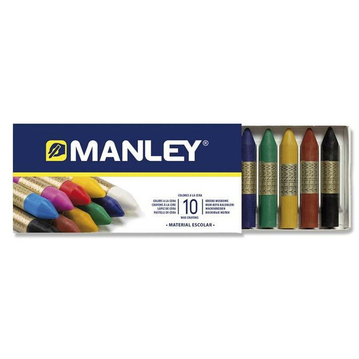 Manley Estuche de Ceras de Colores Surtidos 60mm de 10 Unidades
