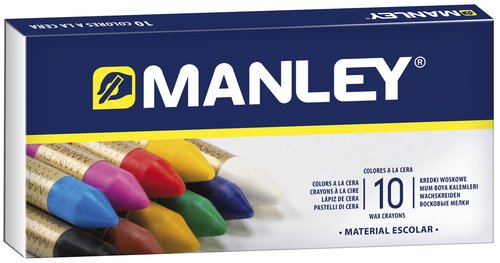 Manley Estuche de Ceras de Colores Surtidos 60mm de 10 Unidades