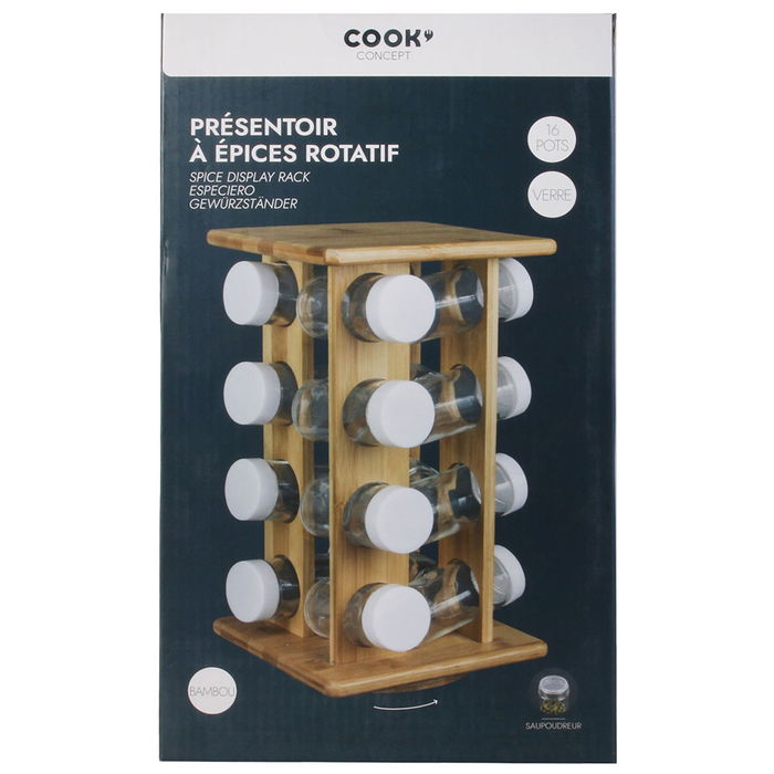 Cook Concept Especiero Giratorio 16 Botes Bambú y Cristal Cocina