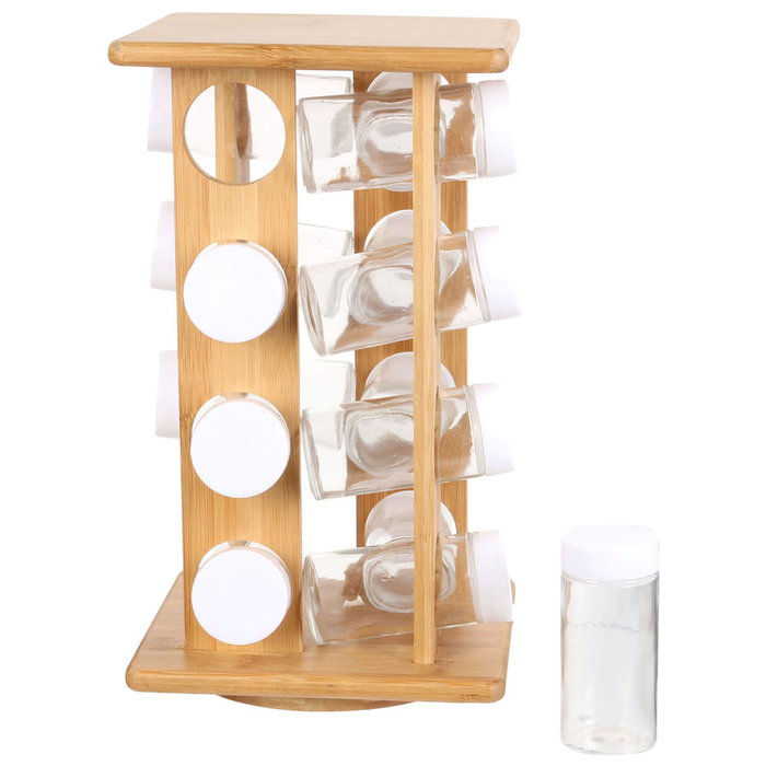 Cook Concept Especiero Giratorio 16 Botes Bambú y Cristal Cocina