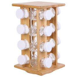 Cook Concept Especiero Giratorio 16 Botes Bambú y Cristal Cocina