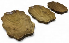 DKD Home Decor Centro Mesa Shabby Acacia Marron 18 x 3 x 28 cm Set de 3