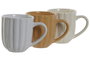 DKD Home Decor Taza Scandi Beige Blanco 9.5 x 10 x 13 cm Gres 400ml Apto Microondas y Lavavajillas (12 Unidades)