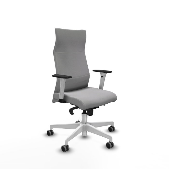 Sillón Albacete con mecanismo Sincro tapizada con Tela color Gris claro. Equipado con Base poliamida blanca, Brazos 1D y Ruedas 65 mm parqué Sillón Albacete con mecanismo Sincro tapizada con Tela color Gris claro. Equipado con Base poliamida blanca, Brazos 1D y Ruedas 65 mm parqué