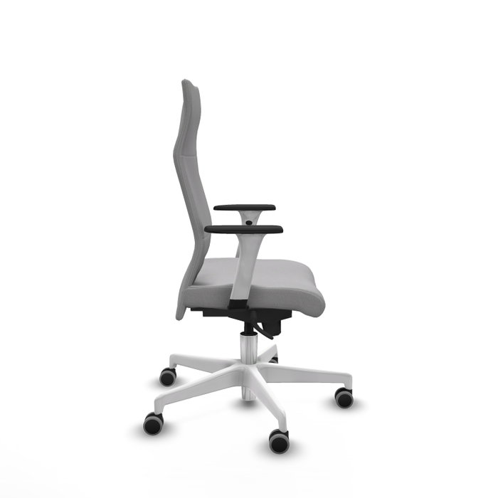 Sillón Albacete con mecanismo Sincro tapizada con Tela color Gris claro. Equipado con Base poliamida blanca, Brazos 1D y Ruedas 65 mm parqué Sillón Albacete con mecanismo Sincro tapizada con Tela color Gris claro. Equipado con Base poliamida blanca, Brazos 1D y Ruedas 65 mm parqué