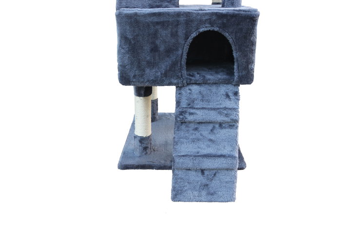Gloria Nilo Árbol para Gatos Gris 50x50x170 cm, Mueble Rascador para Varios Gatos con Cuevas y Plataformas