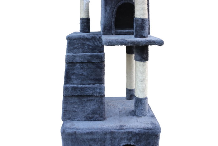 Gloria Nilo Árbol para Gatos Gris 50x50x170 cm, Mueble Rascador para Varios Gatos con Cuevas y Plataformas