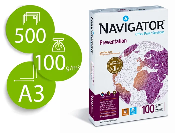 Navigator Papel Fotocopiadora DIN A3 100g Blanco