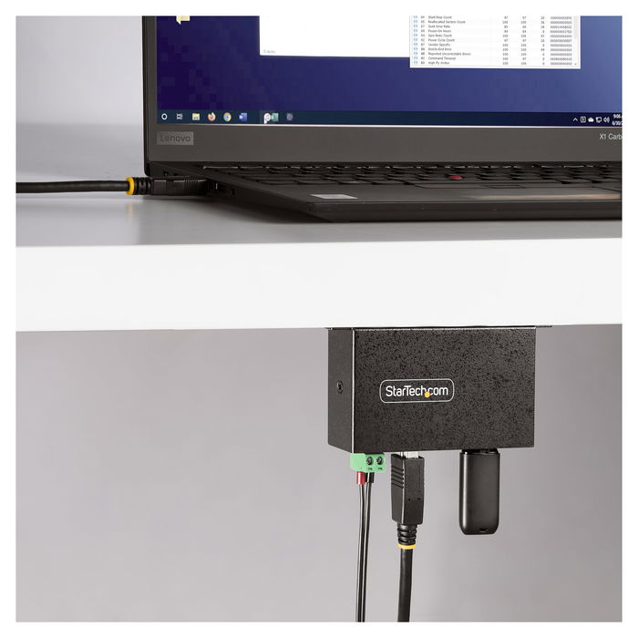 StarTech Hub USB Industrial Gestionado 4 Puertos USB 3.2 Gen 1 5Gbps, Caja Metal Montaje DIN/Pared/Escritorio, Protección ESD/Sobretensión, Negro