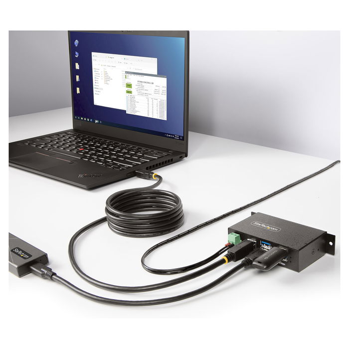 StarTech Hub USB Industrial Gestionado 4 Puertos USB 3.2 Gen 1 5Gbps, Caja Metal Montaje DIN/Pared/Escritorio, Protección ESD/Sobretensión, Negro