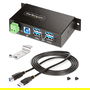 StarTech Hub USB Industrial Gestionado 4 Puertos USB 3.2 Gen 1 5Gbps, Caja Metal Montaje DIN/Pared/Escritorio, Protección ESD/Sobretensión, Negro