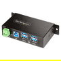 StarTech Hub USB Industrial Gestionado 4 Puertos USB 3.2 Gen 1 5Gbps, Caja Metal Montaje DIN/Pared/Escritorio, Protección ESD/Sobretensión, Negro