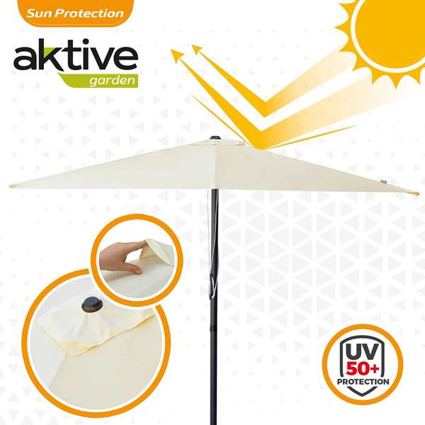 Aktive Parasol de Terraza Cuadrado 270x270 cm con Chimenea y Mástil de Aluminio 4.8 cm