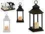 Giftdecor Farol Vela Led Plástico Cristal Blanco Negro 13.5x34.5x13.5cm AAX3 Pilas No Incluidas (Set de 12)