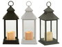 Giftdecor Farol Vela Led Plástico Cristal Blanco Negro 13.5x34.5x13.5cm AAX3 Pilas No Incluidas (Set de 12)