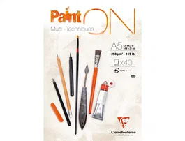 Clairefontaine Bloc de dibujo multitécnicas Paint'ON Din A5 40 hojas 250 g liso