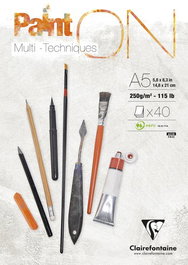 Bloc De Dibujo Clairefontaine Paint On Multitecnicas Encolado A5 250G 40H (Set de 4)