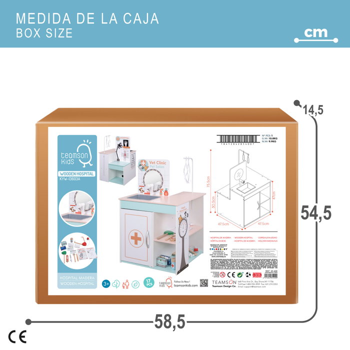 Color Baby Hospital veterinario de madera con 17 piezas