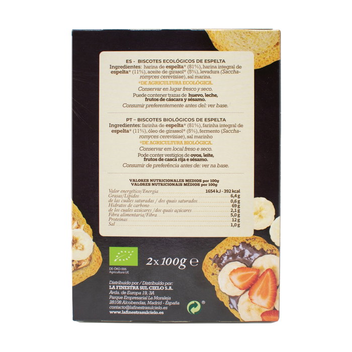 La Finestra sul Cielo Biscotes de Espelta Bio 200g