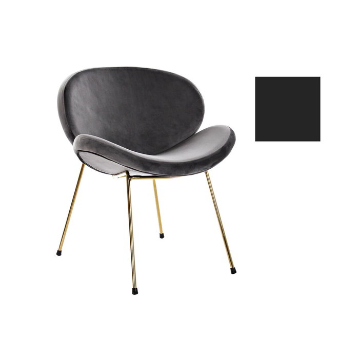 DKD Home Decor Silla de Terciopelo Negro y Dorado DKD Home Decor Silla de Terciopelo Negro y Dorado