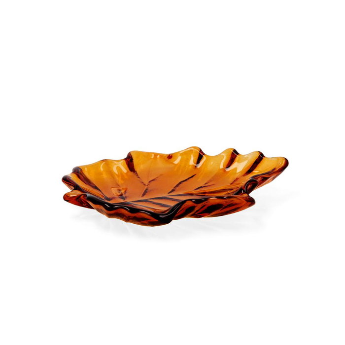 Bandeja Forma Hoja Vidrio Musgo Quid 14x14,5 cm (24 Unidades)