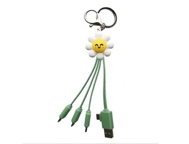 Wondee Cable Multiconector 3 en 1 USB-C, Micro USB y Lightning con Diseño Margarita Mr. Wonderful