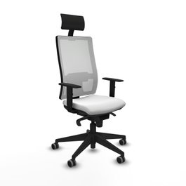 PIQUERAS Y CRESPO Silla de oficina Horna con mecanismo Sincro, Tela Blanca, Cabecero Fijo y Ruedas 65 mm