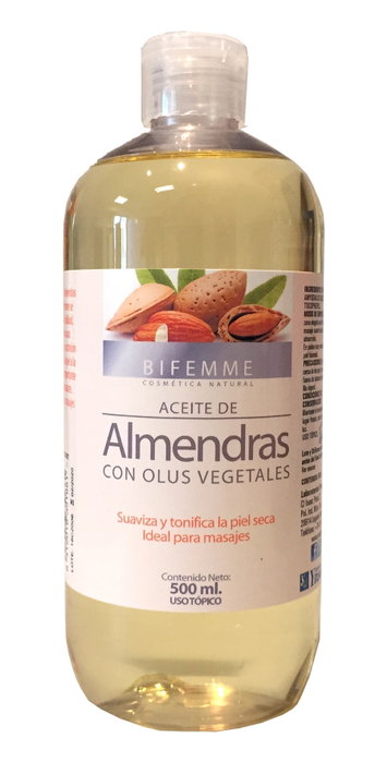 Bifemme Aceite de Almendras Dulces 500 ml - Aceite Corporal Emoliente para Hidratar y Suavizar la Piel Bifemme Aceite de Almendras Dulces 500 ml - Aceite Corporal Emoliente para Hidratar y Suavizar la Piel