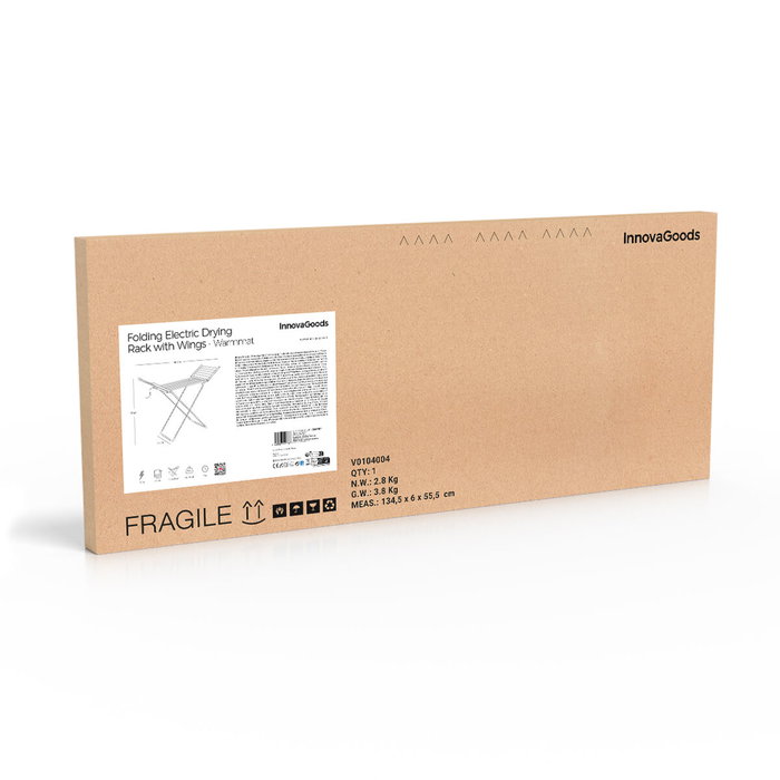 Tendedero Eléctrico Plegable con Alas, Pantalla Táctil, Temporizador y Control de Temperatura Warmmat InnovaGoods 230 W 20 Barra Tendedero Eléctrico Plegable con Alas, Pantalla Táctil, Temporizador y Control de Temperatura Warmmat InnovaGoods 230 W 20 Barra