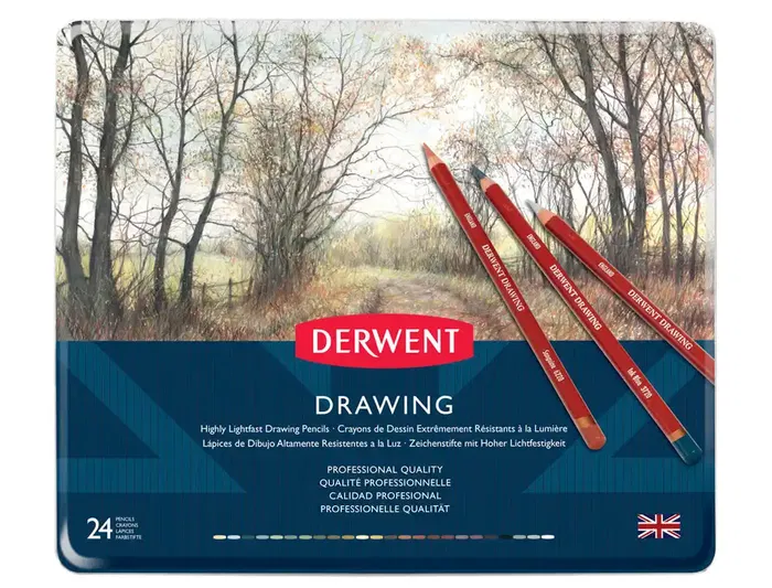 Derwent Lápices de Colores Drawing Caja Metálica 24 Unidades Colores Surtidos