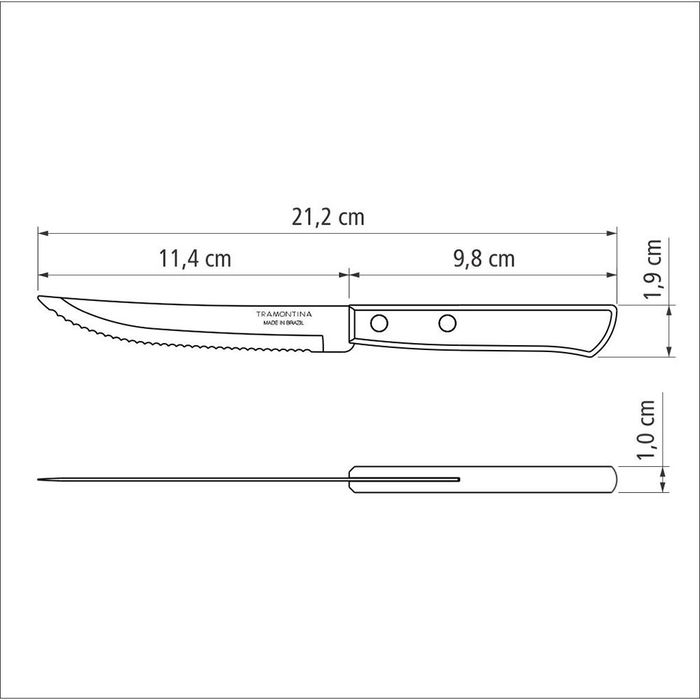 Tramontina Cuchillos de Asado Polywood Castaño Acero Inoxidable Mango de Madera 60 Unidades 12.7 cm