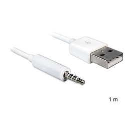 DeLOCK Cable USB-A a Jack de 3,5 mm 4 pines para iPod Shuffle, 1 m, Blanco