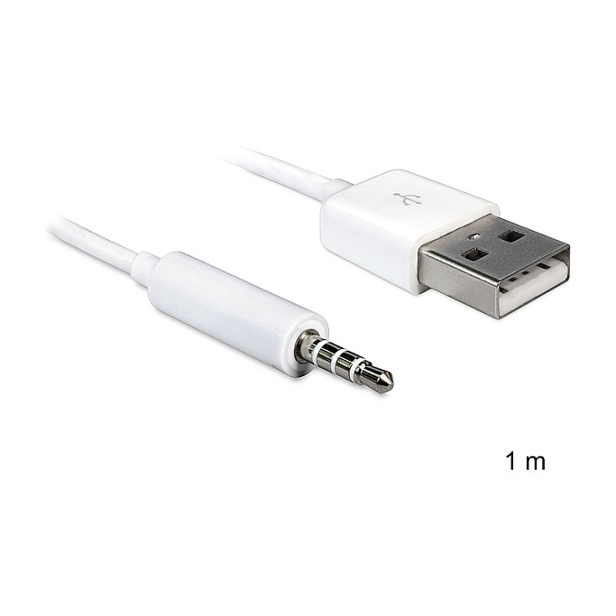 DeLOCK Cable USB-A a Jack de 3,5 mm 4 pines para iPod Shuffle, 1 m, Blanco DeLOCK Cable USB-A a Jack de 3,5 mm 4 pines para iPod Shuffle, 1 m, Blanco