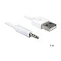 DeLOCK Cable USB-A a Jack de 3,5 mm 4 pines para iPod Shuffle, 1 m, Blanco