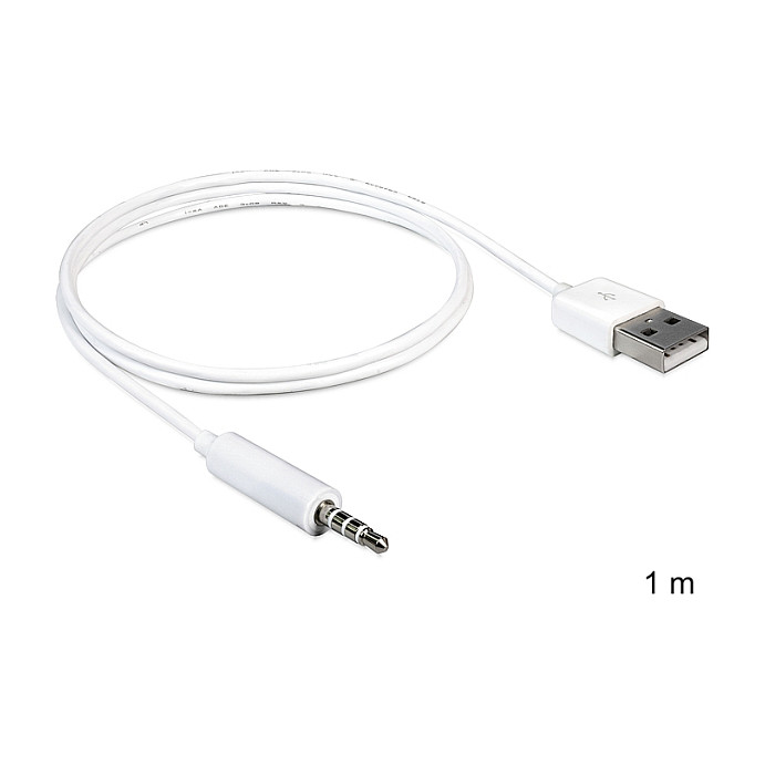 DeLOCK Cable USB-A a Jack de 3,5 mm 4 pines para iPod Shuffle, 1 m, Blanco DeLOCK Cable USB-A a Jack de 3,5 mm 4 pines para iPod Shuffle, 1 m, Blanco
