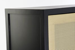 DKD Home Decor Armario Balines Negro Natural Madera Abeto Ratan 160 x 80 x 38 cm