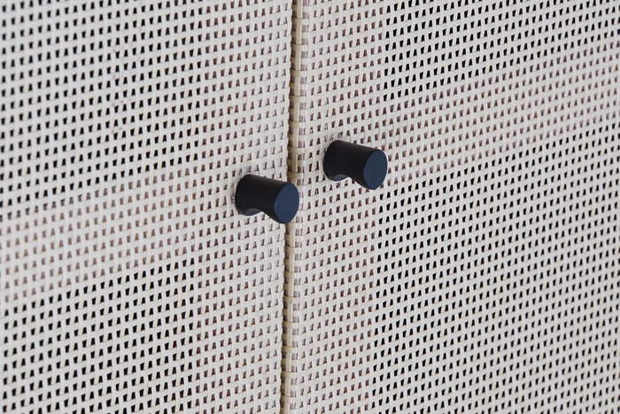 DKD Home Decor Armario Balines Negro Natural Madera Abeto Ratan 160 x 80 x 38 cm