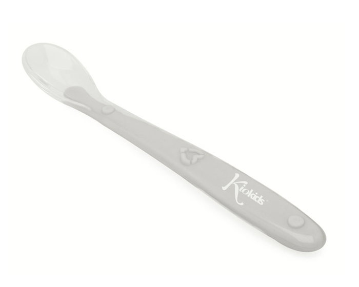 KioKids Cuchara Step 1 Silicona Gris para Bebé +6 Meses