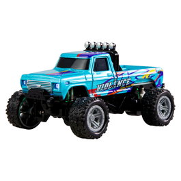 AMEWI 22697 - Camión Monstruo RC Die-Cast Escala 1:64 Listo para Usar, Color Azul, Control Remoto 2.4GHz, Batería Recargable, para Niños +6 Años