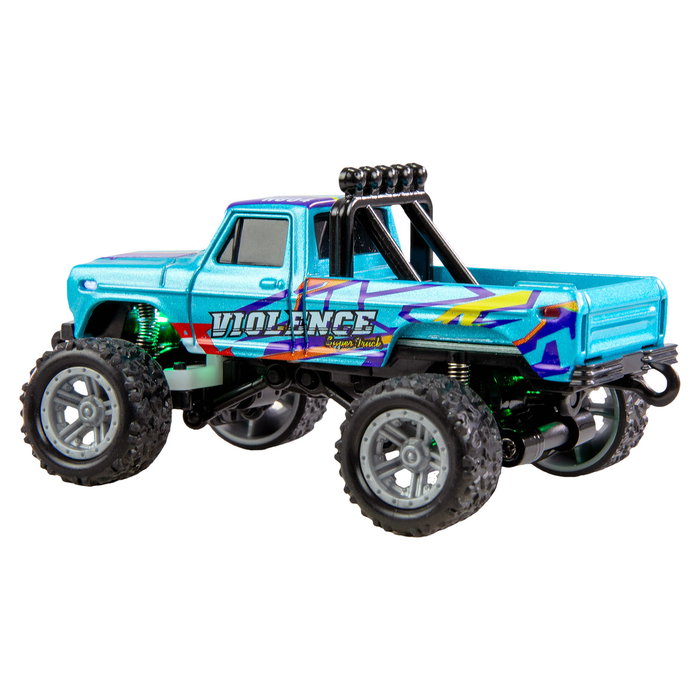 AMEWI 22697 - Camión Monstruo RC Die-Cast Escala 1:64 Listo para Usar, Color Azul, Control Remoto 2.4GHz, Batería Recargable, para Niños +6 Años