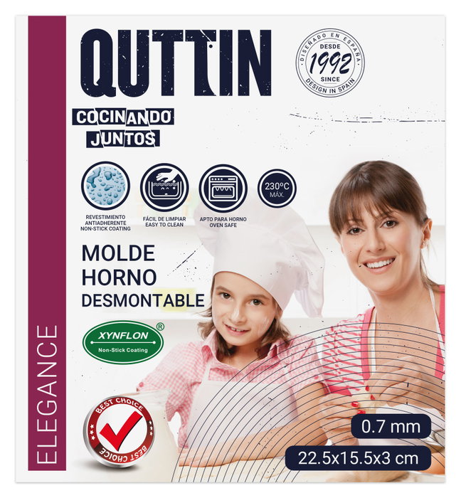 Quttin Pack de 12 Moldes para Horno Desmontables para Bizcochos y Tartas, 22.5 cm x 15.5 cm x 3 cm Quttin Pack de 12 Moldes para Horno Desmontables para Bizcochos y Tartas, 22.5 cm x 15.5 cm x 3 cm