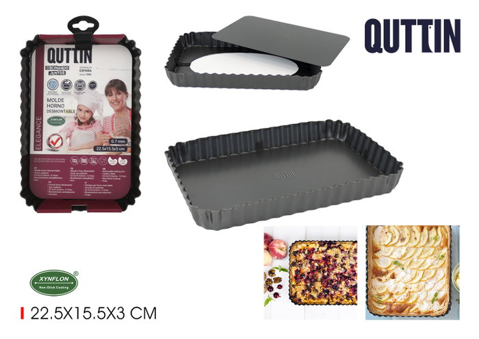 Quttin Pack de 12 Moldes para Horno Desmontables para Bizcochos y Tartas, 22.5 cm x 15.5 cm x 3 cm Quttin Pack de 12 Moldes para Horno Desmontables para Bizcochos y Tartas, 22.5 cm x 15.5 cm x 3 cm