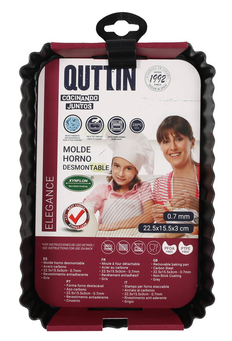 Quttin Pack de 12 Moldes para Horno Desmontables para Bizcochos y Tartas, 22.5 cm x 15.5 cm x 3 cm